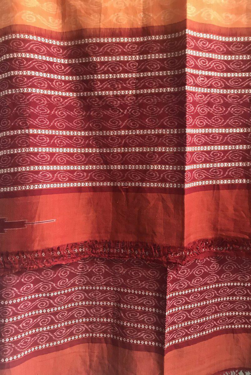 5309 VERKAUFT Vintage Ikat Schultertuch von Odisha - Hervorragende Erdfarben-WOVENSOULS-Antike-Vintage-Textilien-Kunst-Dekor
