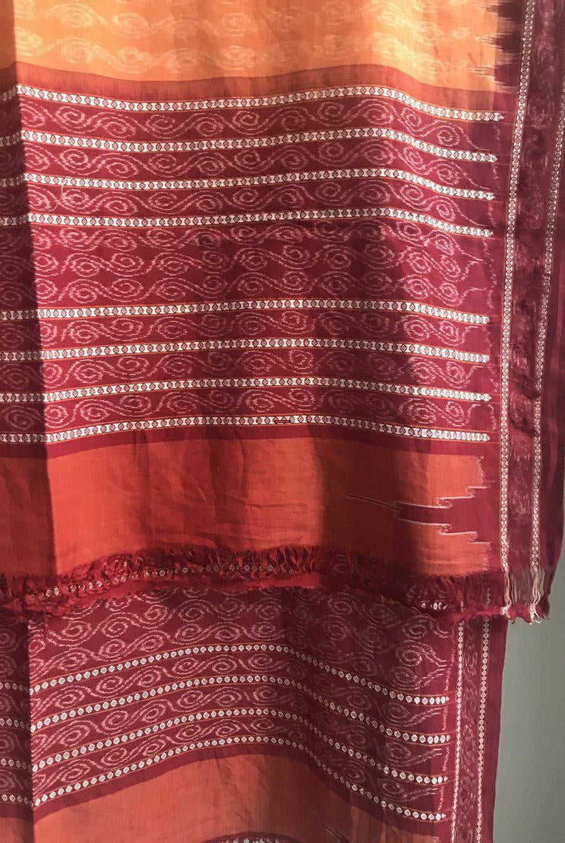 5309 VERKAUFT Vintage Ikat Schultertuch von Odisha - Hervorragende Erdfarben-WOVENSOULS-Antike-Vintage-Textilien-Kunst-Dekor