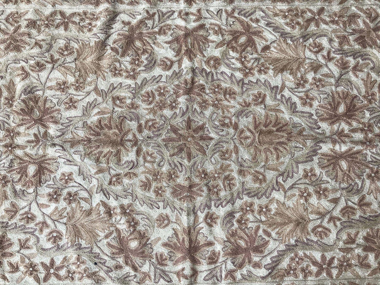 534 SOLD Vintage Kashmir Silk Chain Sttich Textile Art-WOVENSOULS-Antique-Vintage-Textiles-Art-Decor