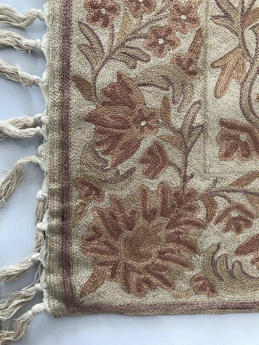 534 SOLD Vintage Kashmir Silk Chain Sttich Textile Art-WOVENSOULS-Antique-Vintage-Textiles-Art-Decor