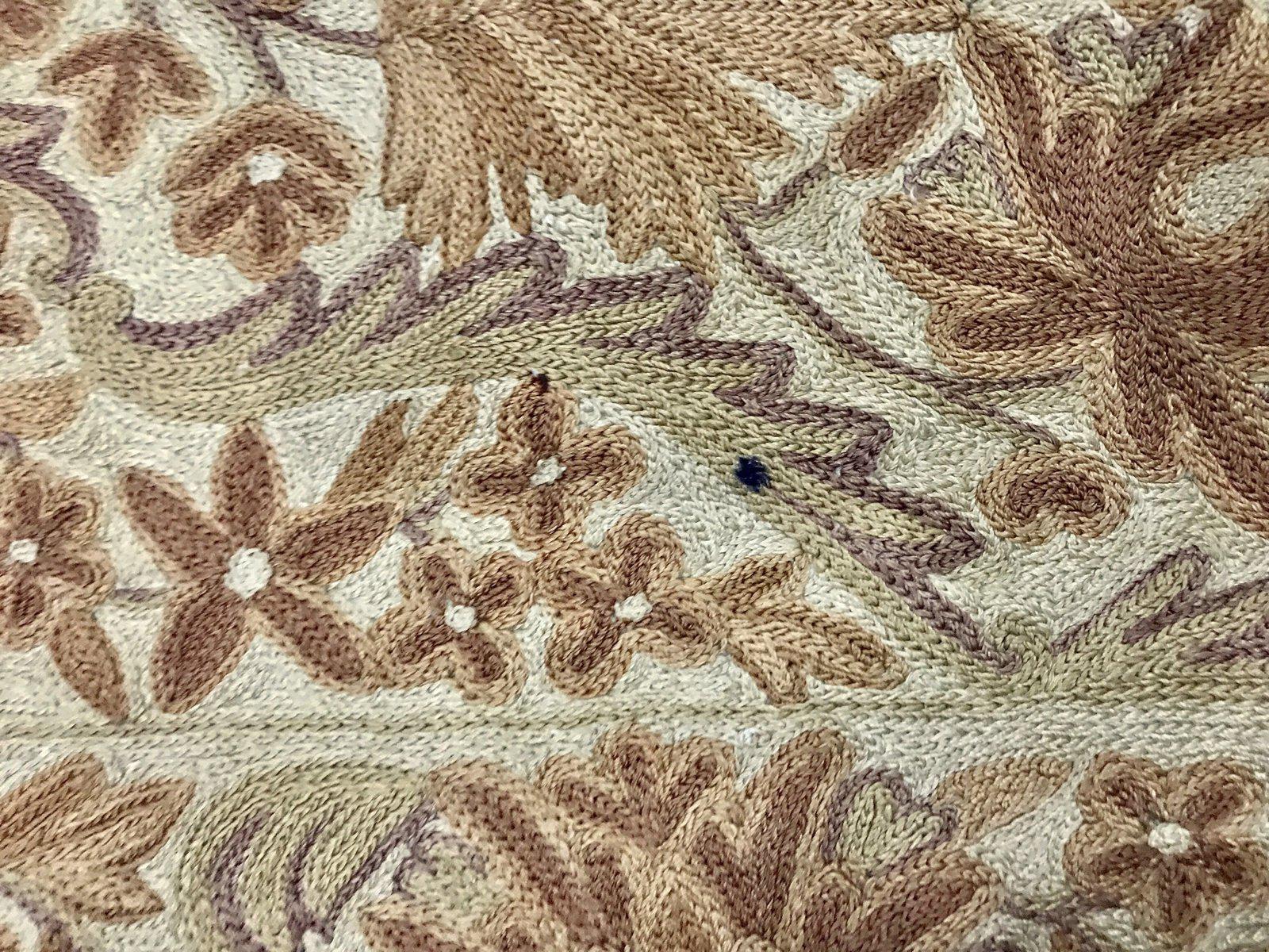 534 SOLD Vintage Kashmir Silk Chain Sttich Textile Art-WOVENSOULS-Antique-Vintage-Textiles-Art-Decor