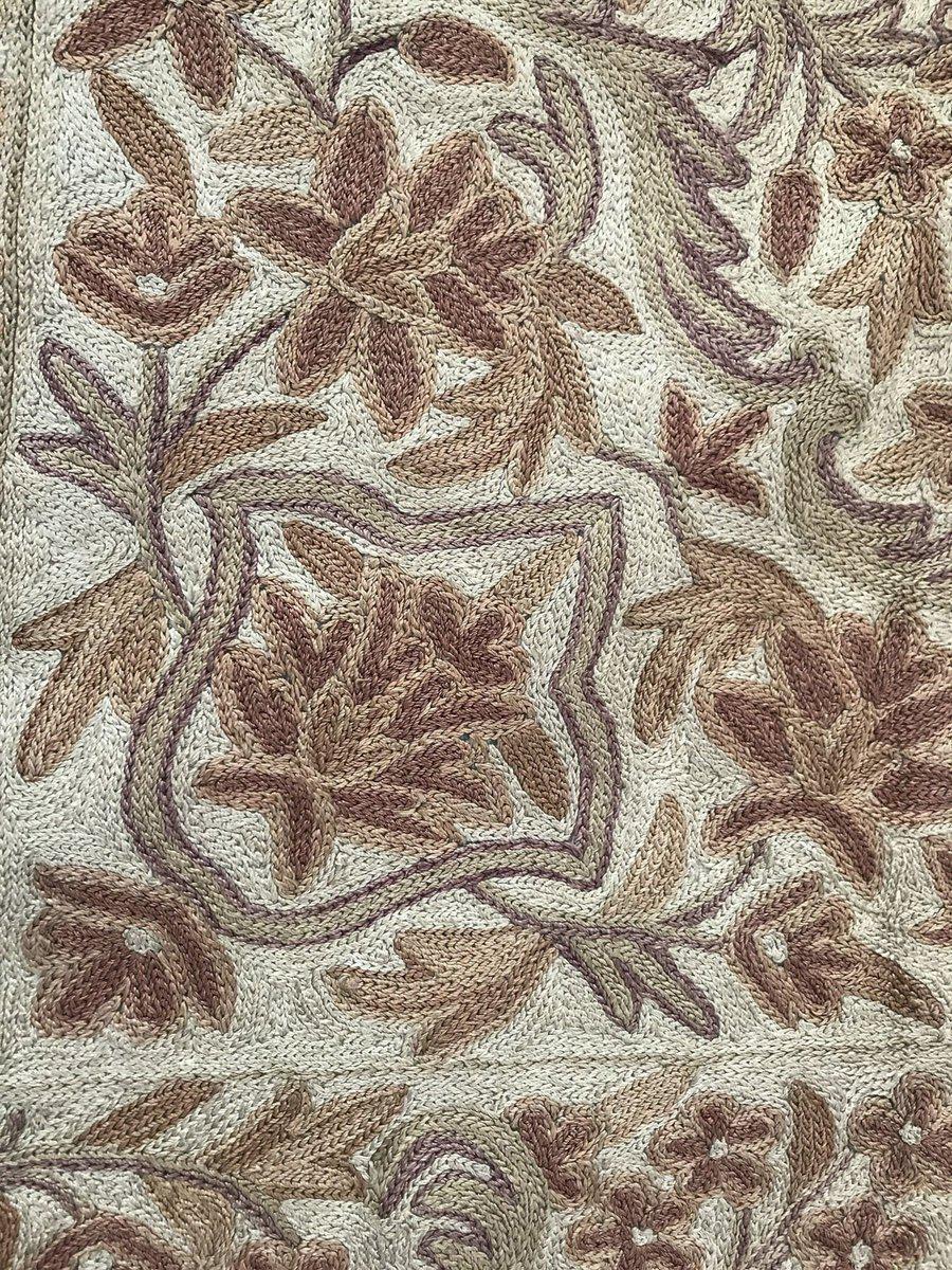 534 SOLD Vintage Kashmir Silk Chain Sttich Textile Art-WOVENSOULS-Antique-Vintage-Textiles-Art-Decor