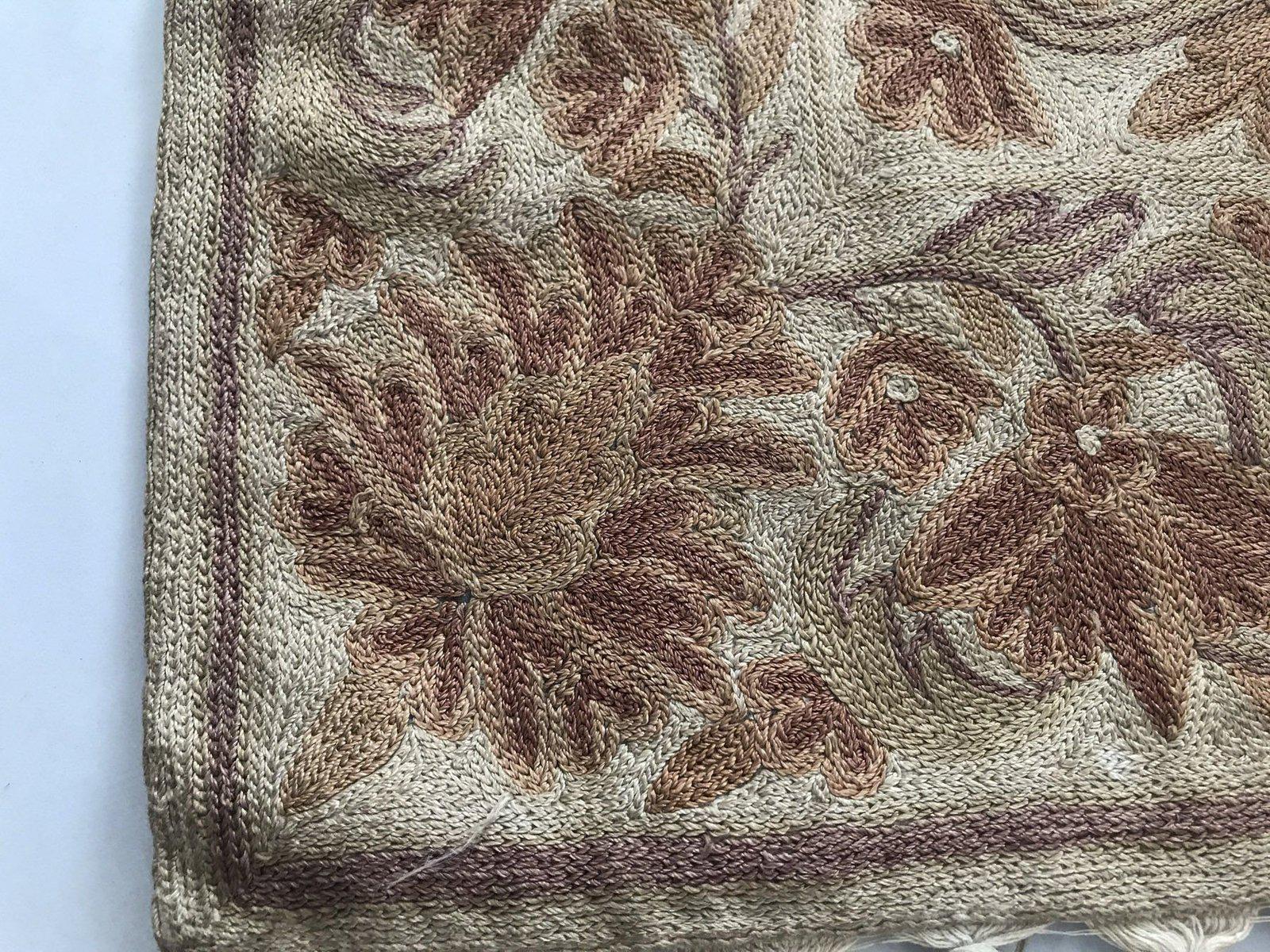 534 SOLD Vintage Kashmir Silk Chain Sttich Textile Art-WOVENSOULS-Antique-Vintage-Textiles-Art-Decor