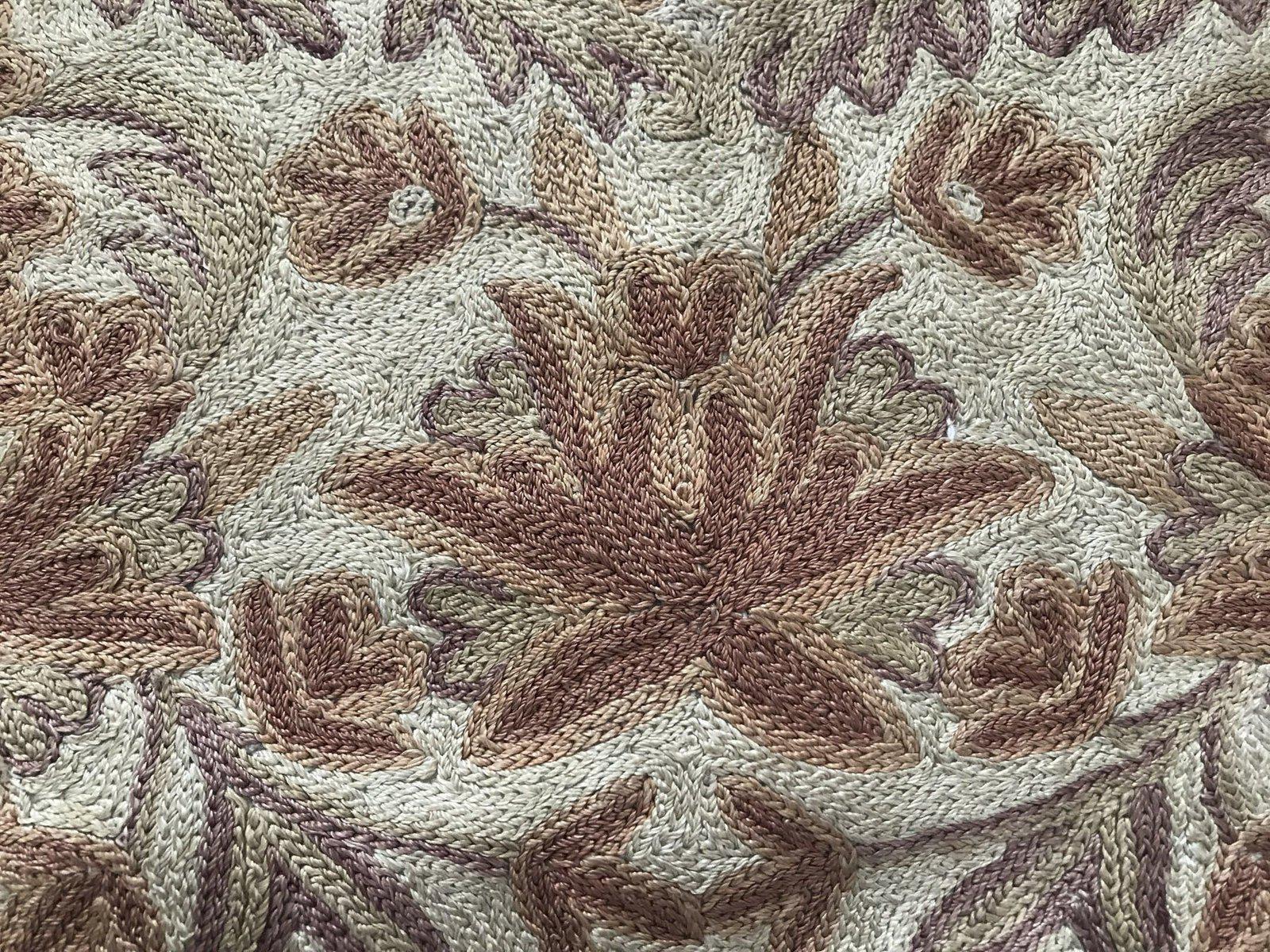 534 SOLD Vintage Kashmir Silk Chain Sttich Textile Art-WOVENSOULS-Antique-Vintage-Textiles-Art-Decor