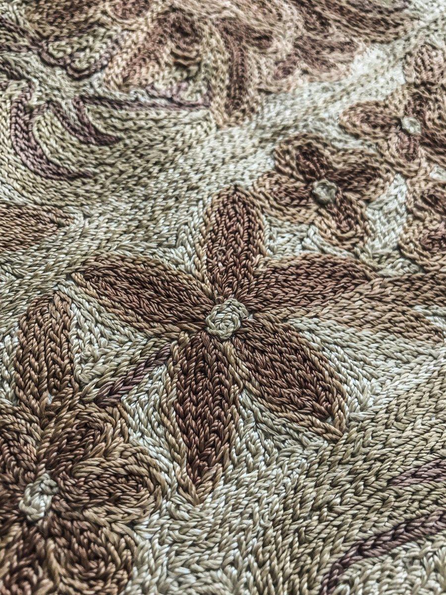 534 SOLD Vintage Kashmir Silk Chain Sttich Textile Art-WOVENSOULS-Antique-Vintage-Textiles-Art-Decor