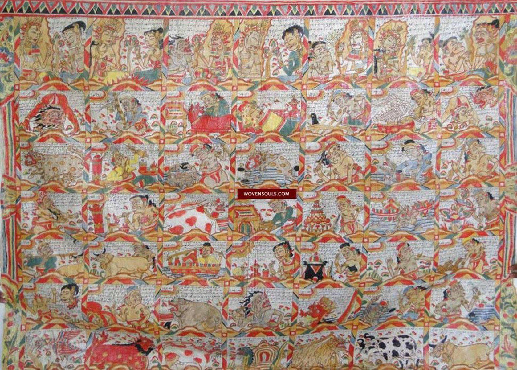 569 Vintage Balinese Kamasan Painting Star Calendar-WOVENSOULS-Antique-Vintage-Textiles-Art-Decor