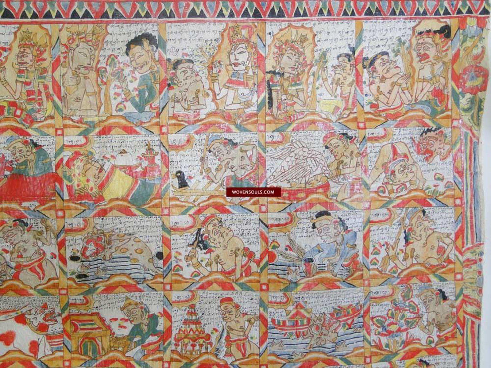 569 Vintage Balinese Kamasan Painting Star Calendar-WOVENSOULS-Antique-Vintage-Textiles-Art-Decor