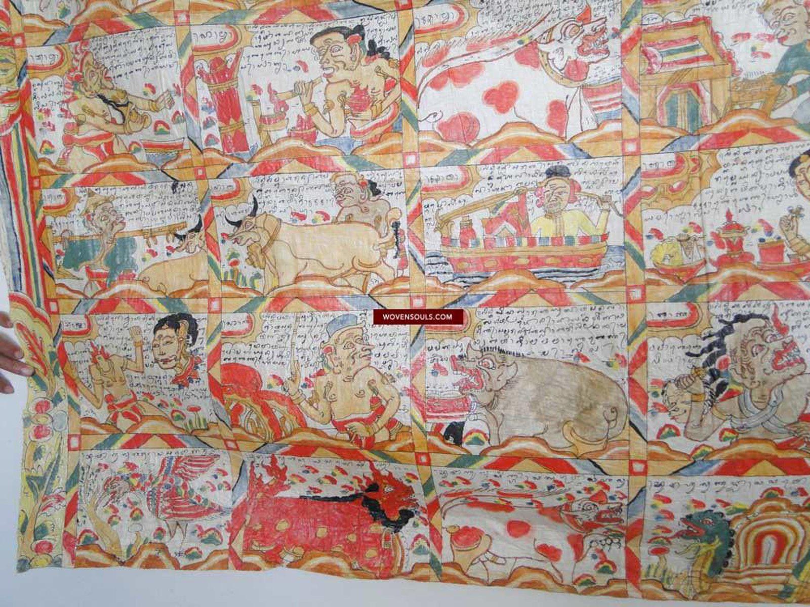 569 Vintage Balinese Kamasan Painting Star Calendar-WOVENSOULS-Antique-Vintage-Textiles-Art-Decor