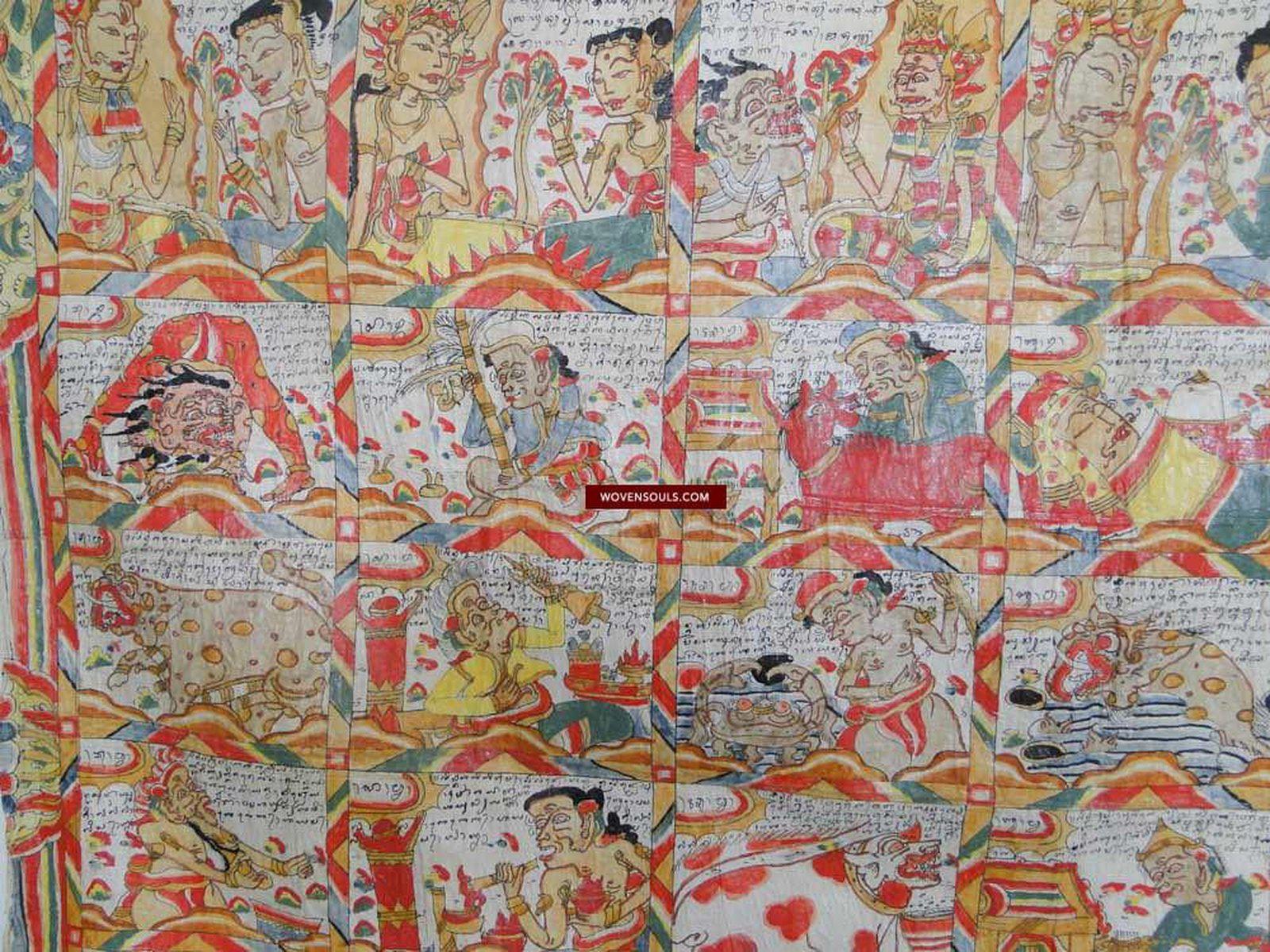 569 Vintage Balinese Kamasan Painting Star Calendar-WOVENSOULS-Antique-Vintage-Textiles-Art-Decor