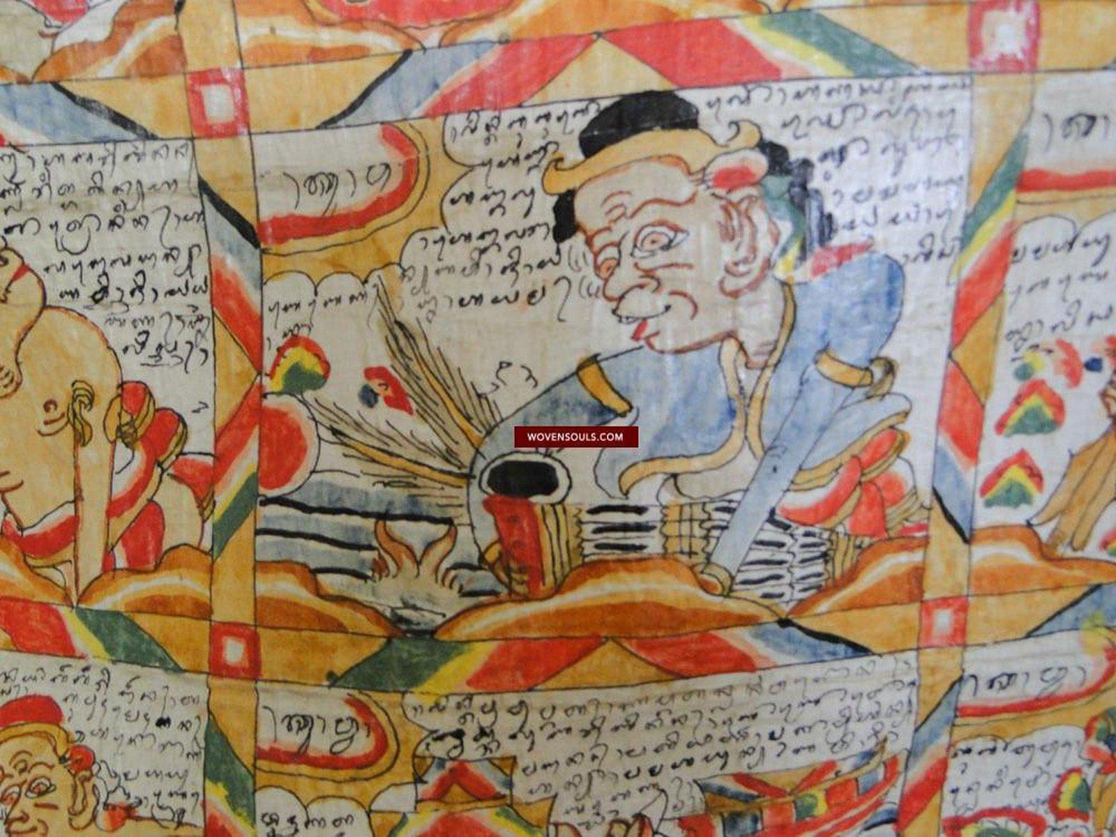 569 Vintage Balinese Kamasan Painting Star Calendar-WOVENSOULS-Antique-Vintage-Textiles-Art-Decor