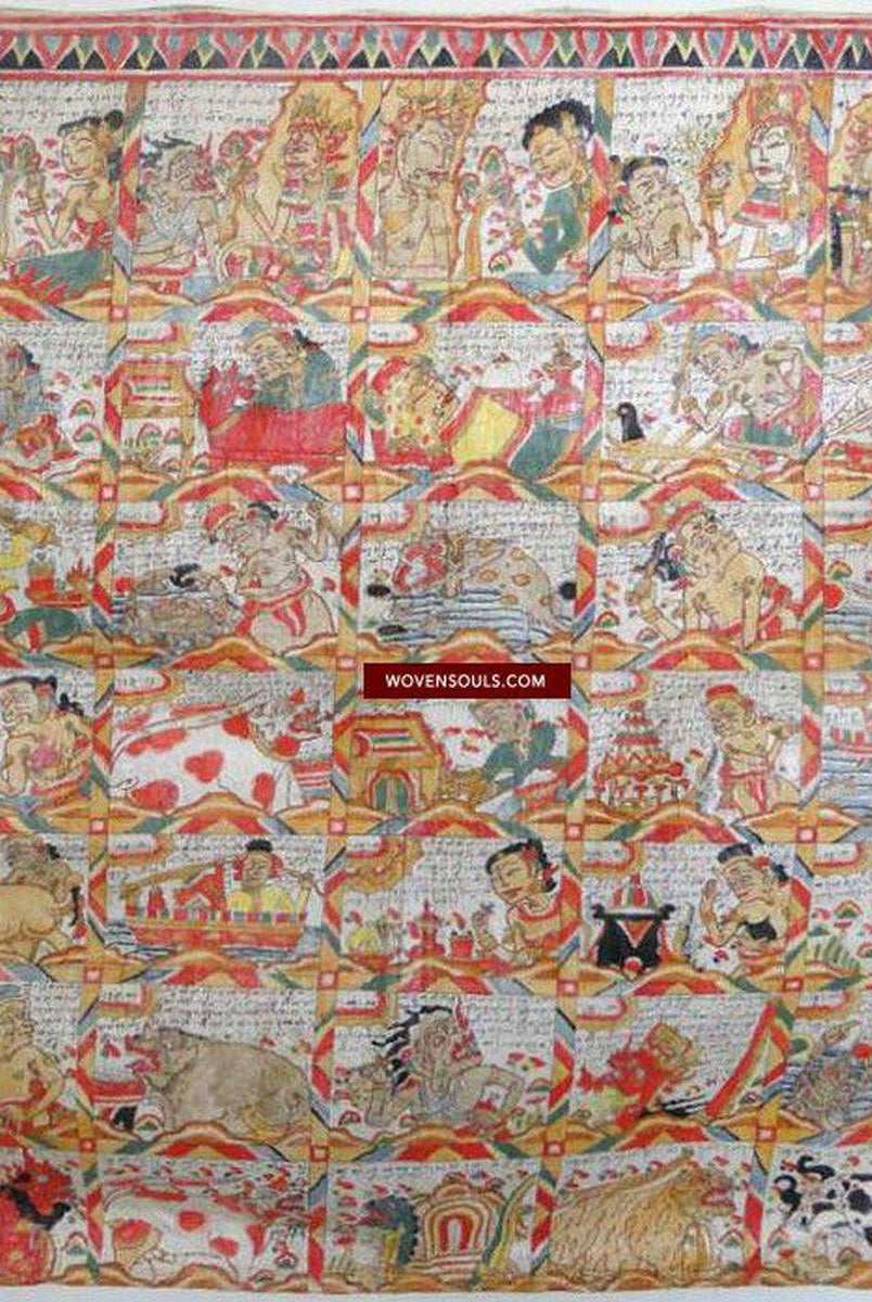 569 Vintage Balinese Kamasan Painting Star Calendar-WOVENSOULS-Antique-Vintage-Textiles-Art-Decor