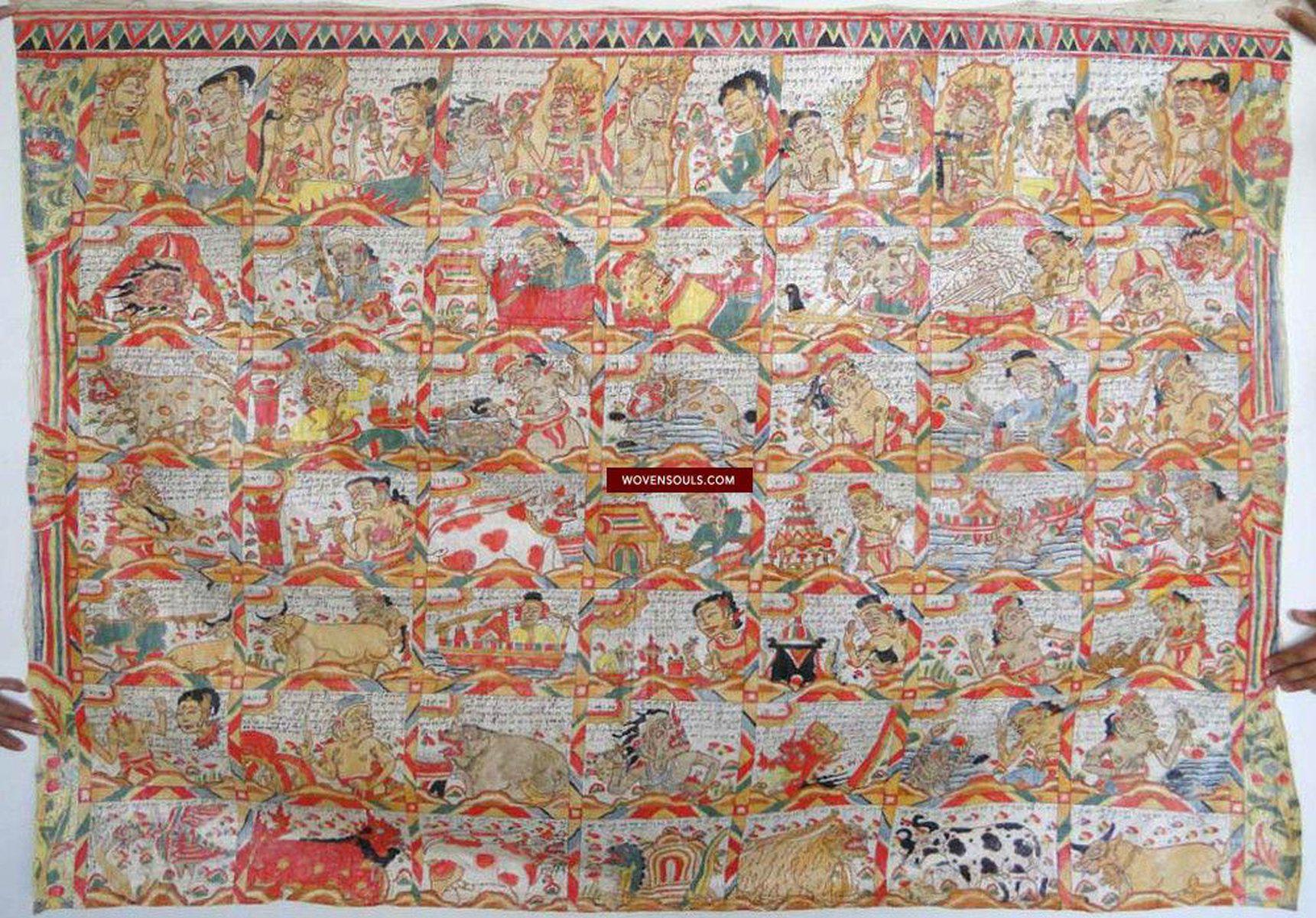 569 Vintage Balinese Kamasan Painting Star Calendar-WOVENSOULS-Antique-Vintage-Textiles-Art-Decor