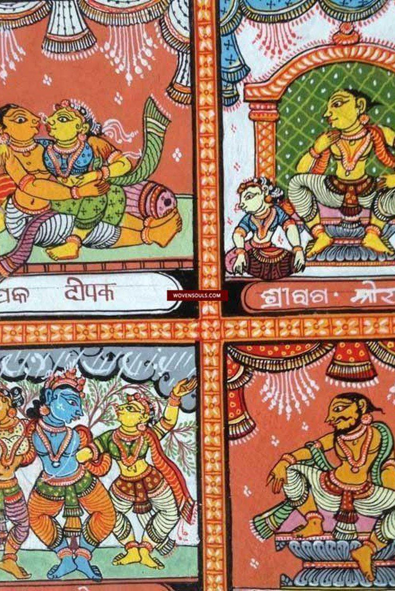 5714 Pigments traditionnels Pattachitra Art - Peinture d'Orissa - OFFREZ-le !-WOVENSOULS-Antique-Vintage-Textiles-Art-Décor