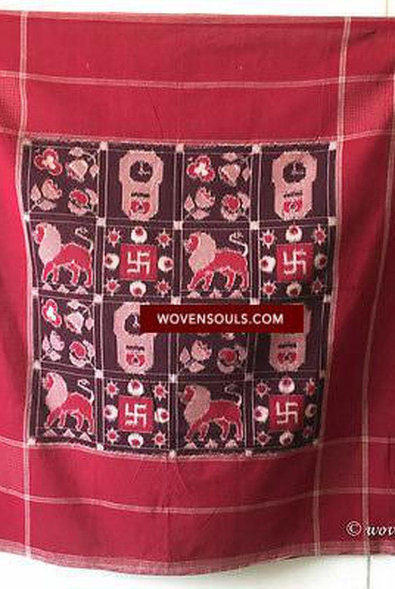 5723 Handgewebtes Doppel-Ikat-Telia-Rumaal-Schal-Accessoire – Kürzlich hergestellt –WOVENSOULS-Antike-Vintage-Textilien-Kunst-Dekor
