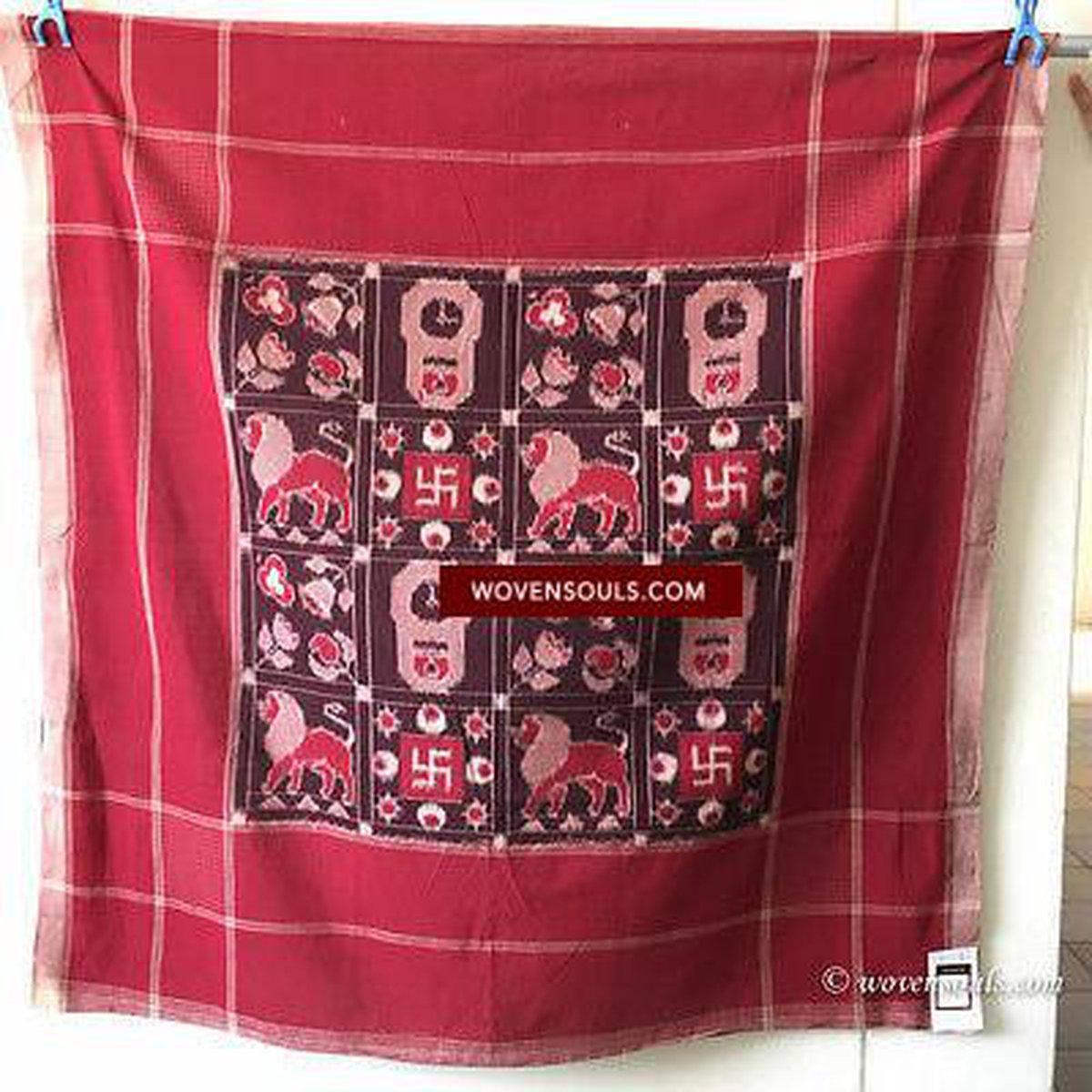 5723 Handwoven Double Ikat Telia Rumaal Scarf Accessory - Recently Made-WOVENSOULS-Antique-Vintage-Textiles-Art-Decor