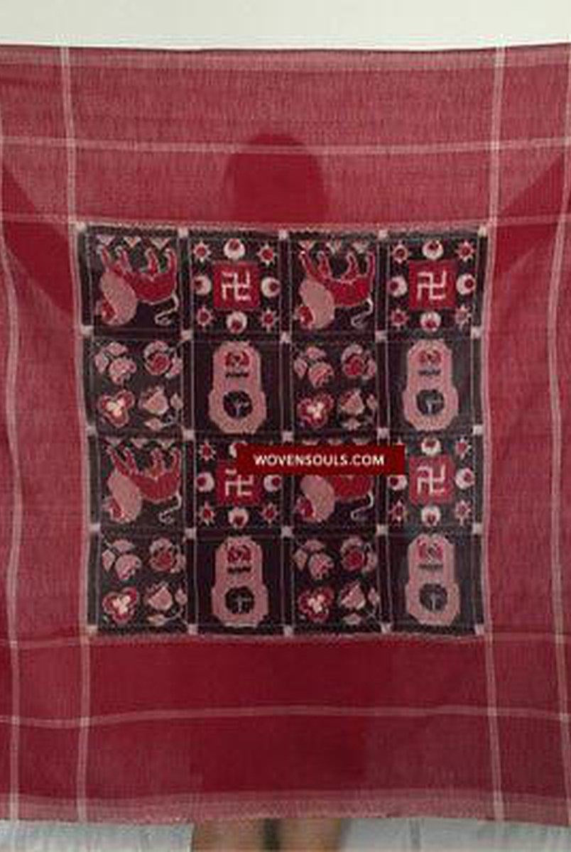 5723 Handgewebtes Doppel-Ikat-Telia-Rumaal-Schal-Accessoire – Kürzlich hergestellt –WOVENSOULS-Antike-Vintage-Textilien-Kunst-Dekor
