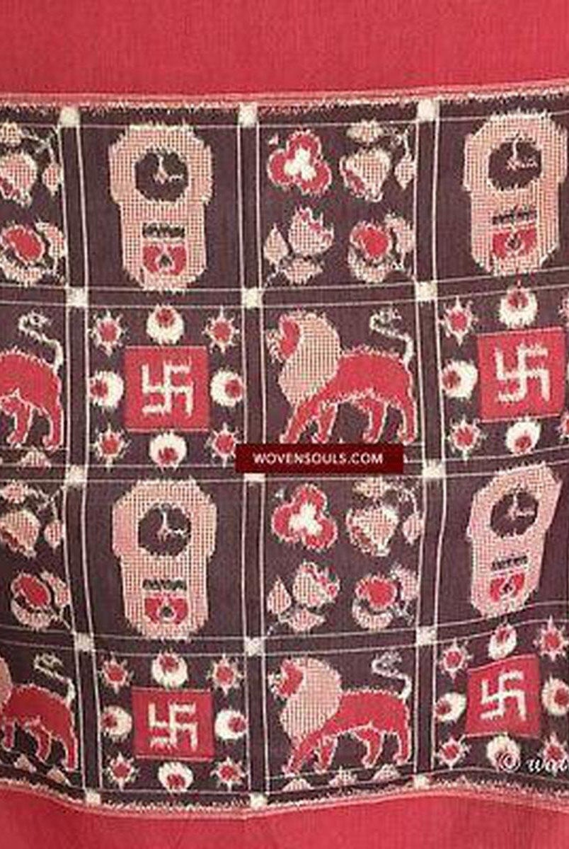 5723 Handgewebtes Doppel-Ikat-Telia-Rumaal-Schal-Accessoire – Kürzlich hergestellt –WOVENSOULS-Antike-Vintage-Textilien-Kunst-Dekor