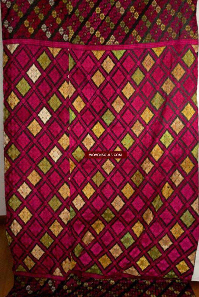 584 Antique Black Swat Valley Shawl Textile-WOVENSOULS-Antique-Vintage-Textiles-Art-Decor