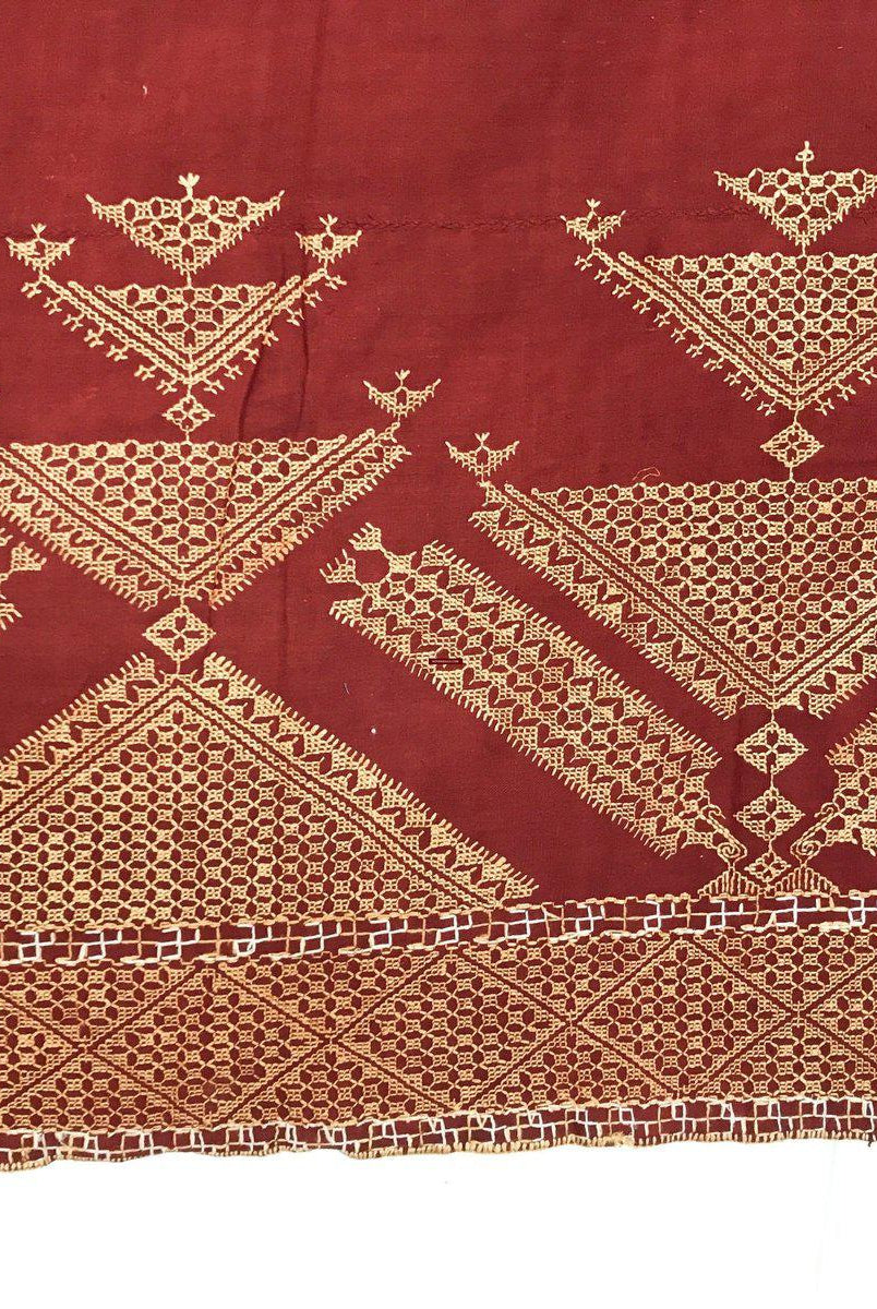 630 VERKAUFT Chope Phulkari Doppelseitige Palindrom-Stickerei, indische Textilkunst, Punjab-WOVENSOULS-Antike-Vintage-Textilien-Kunst-Dekor