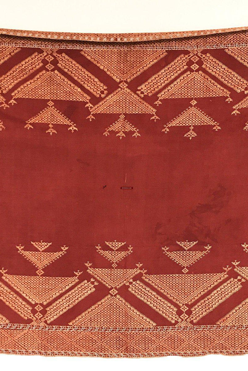 630 VERKAUFT Chope Phulkari Doppelseitige Palindrom-Stickerei, indische Textilkunst, Punjab-WOVENSOULS-Antike-Vintage-Textilien-Kunst-Dekor