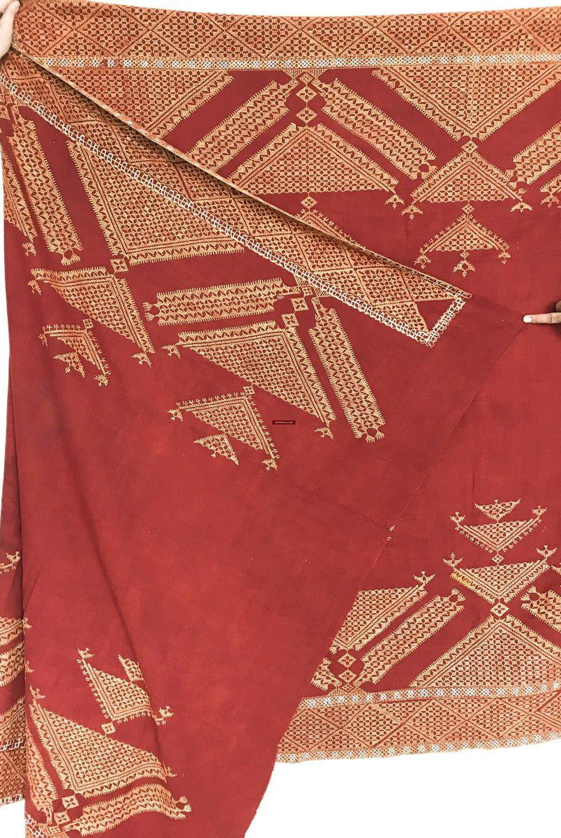 630 VERKAUFT Chope Phulkari Doppelseitige Palindrom-Stickerei, indische Textilkunst, Punjab-WOVENSOULS-Antike-Vintage-Textilien-Kunst-Dekor