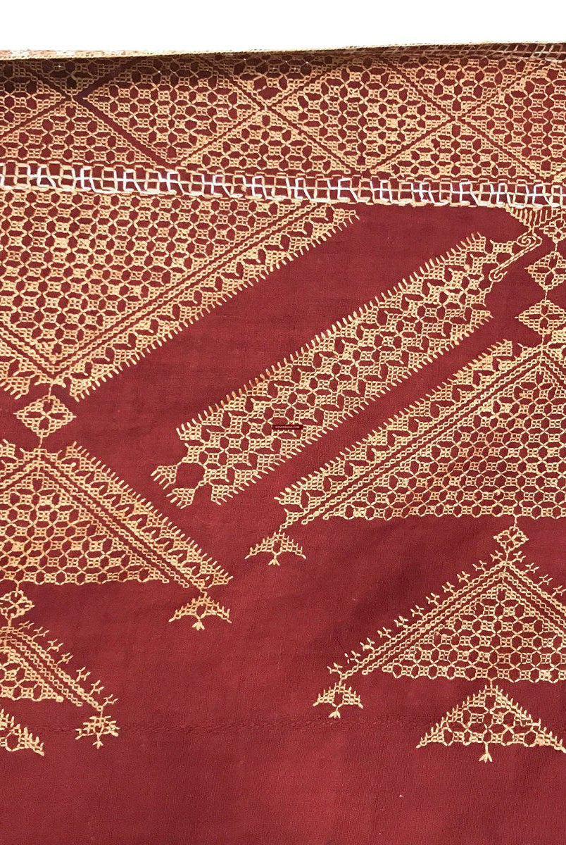 630 VERKAUFT Chope Phulkari Doppelseitige Palindrom-Stickerei, indische Textilkunst, Punjab-WOVENSOULS-Antike-Vintage-Textilien-Kunst-Dekor