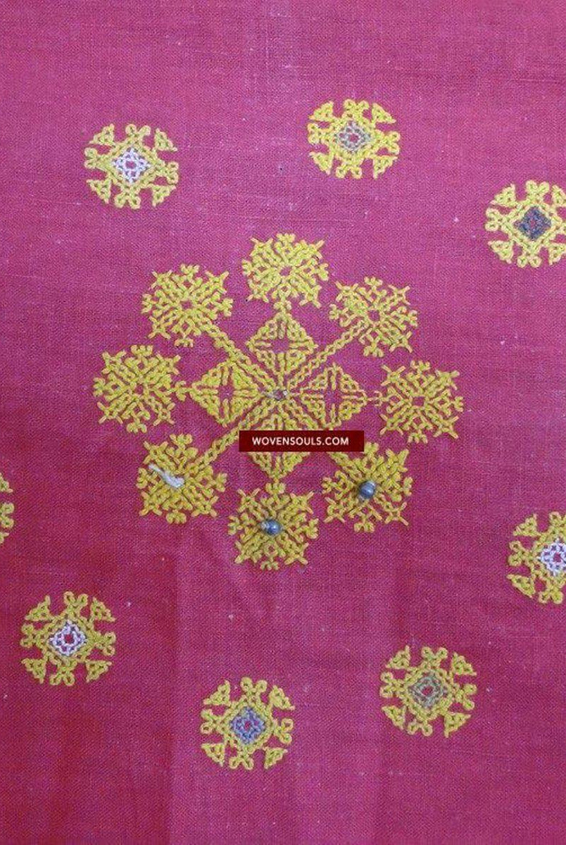 639 Old Rajasthan Tribal Wedding Shawl Double Sided embroidery-WOVENSOULS-Antique-Vintage-Textiles-Art-Decor