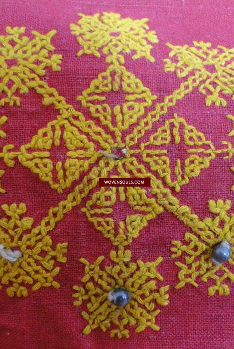 639 Old Rajasthan Tribal Wedding Shawl Double Sided embroidery-WOVENSOULS-Antique-Vintage-Textiles-Art-Decor