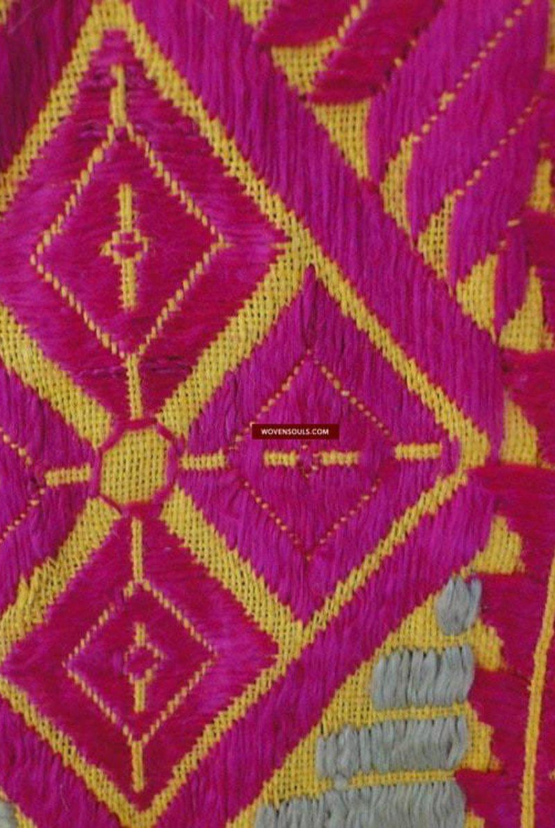 641 Antik Gelb Swat Valley Brautkostüm Handgefertigte Baumwolle mit Stickerei Textilkunst-WOVENSOULS-Antike-Vintage-Textilien-Kunst-Dekor
