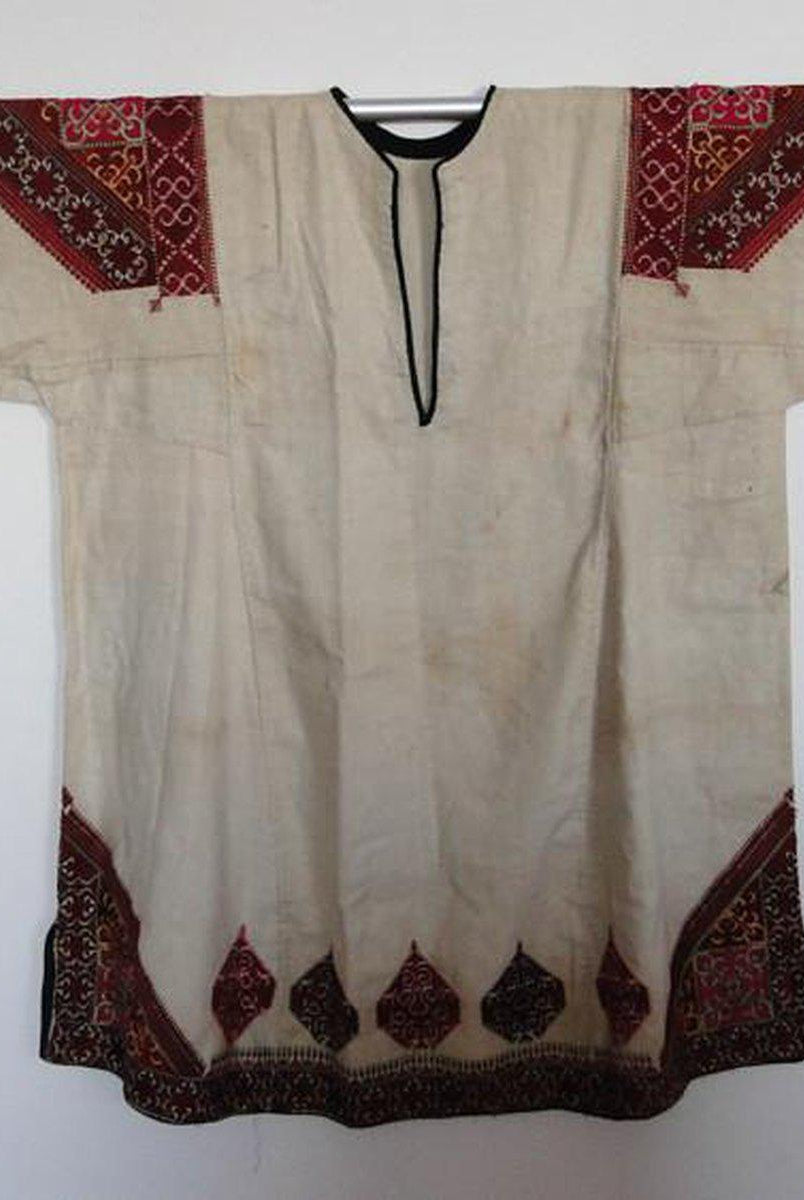 642 Antique Swat Valley Bridal Costume Handmade cotton with embroidery textile art-WOVENSOULS-Antique-Vintage-Textiles-Art-Decor