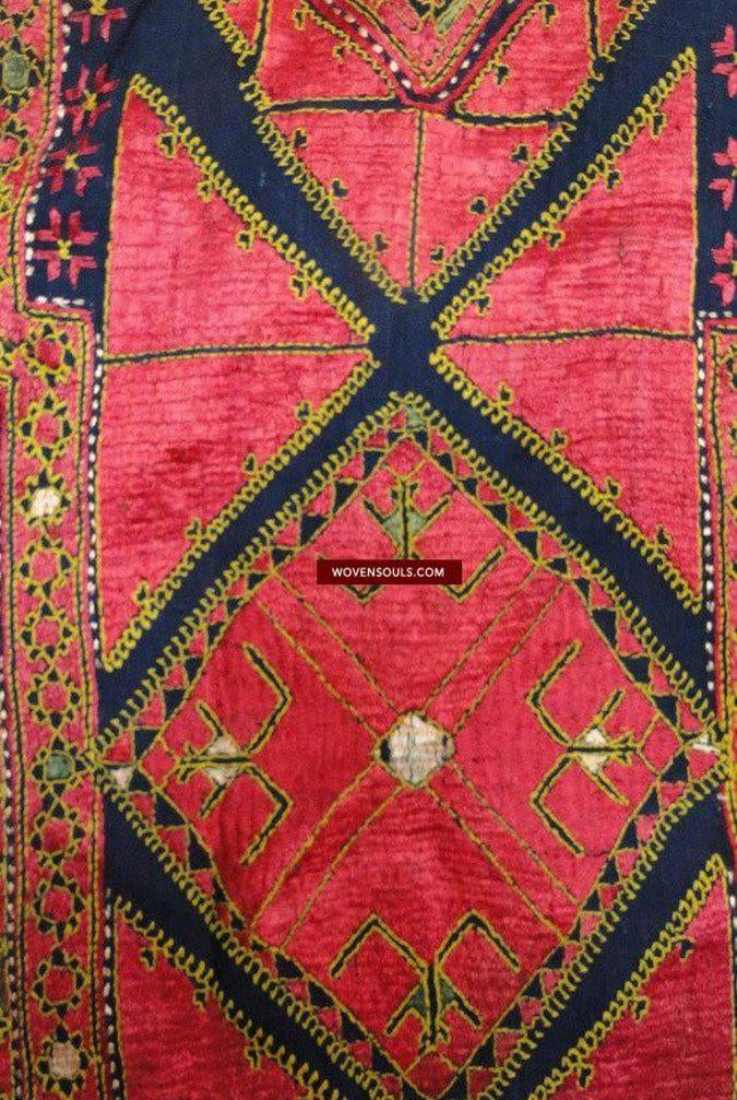 645 Antique Swat Valley Bridal Costume Handmade cotton with embroidery textile art-WOVENSOULS-Antique-Vintage-Textiles-Art-Decor