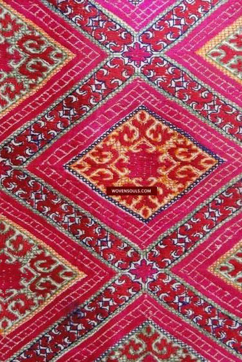 647 Antique Swat Valley Textile - Silk Embroidery Dowry Pillow Case-WOVENSOULS-Antique-Vintage-Textiles-Art-Decor