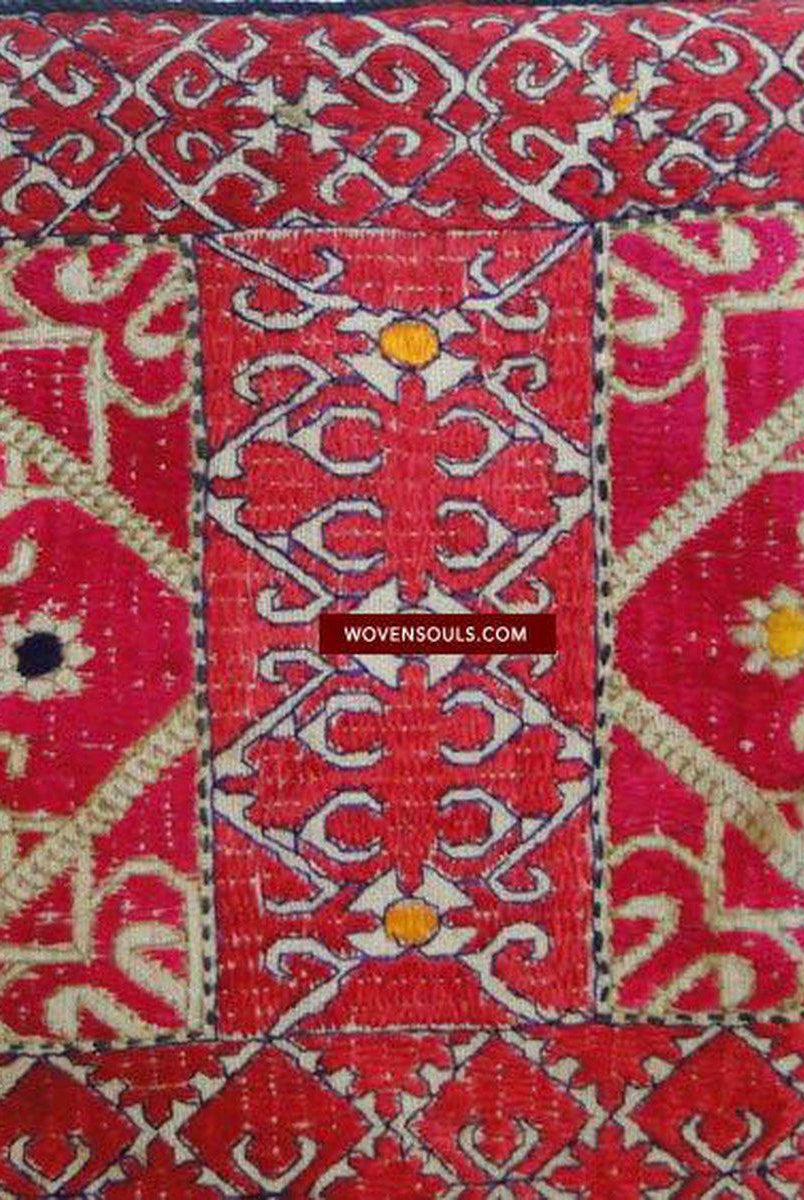 648 Antique Swat Valley Textile - Silk Embroidered Dowry Pillow Case - Museum Quality-WOVENSOULS-Antique-Vintage-Textiles-Art-Decor
