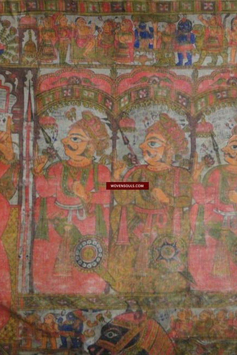 656 Old Pabuji Ki Phad - Una grande sezione - Pittura popolare indiana Arte Rajasthan-WOVENSOULS-Arredamento artistico-tessile-vintage-antico