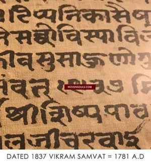 658 Old Jain Invitation Scroll - Rare Manuscript Painting-WOVENSOULS-Antique-Vintage-Textiles-Art-Decor