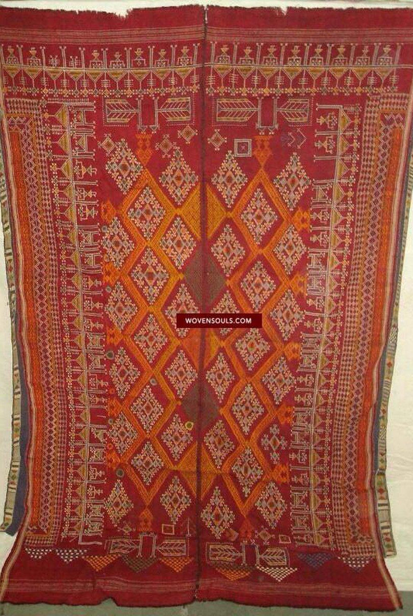 661 Vintage Shekhawati Bishnoi Rajasthani Wedding Shawl Odhana-WOVENSOULS-Antique-Vintage-Textiles-Art-Decor
