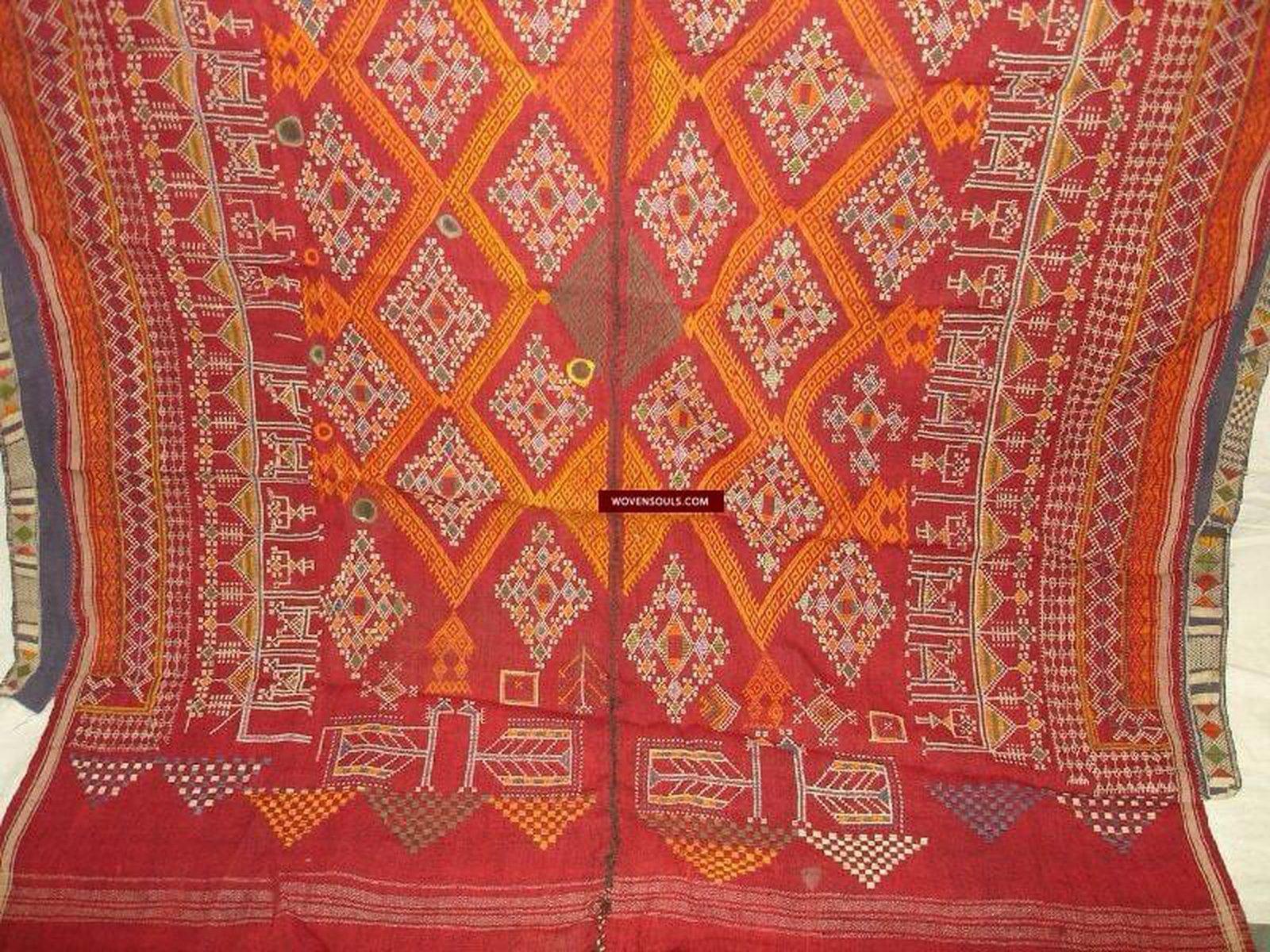 661 Vintage Shekhawati Bishnoi Rajasthani Wedding Shawl Odhana-WOVENSOULS-Antique-Vintage-Textiles-Art-Decor