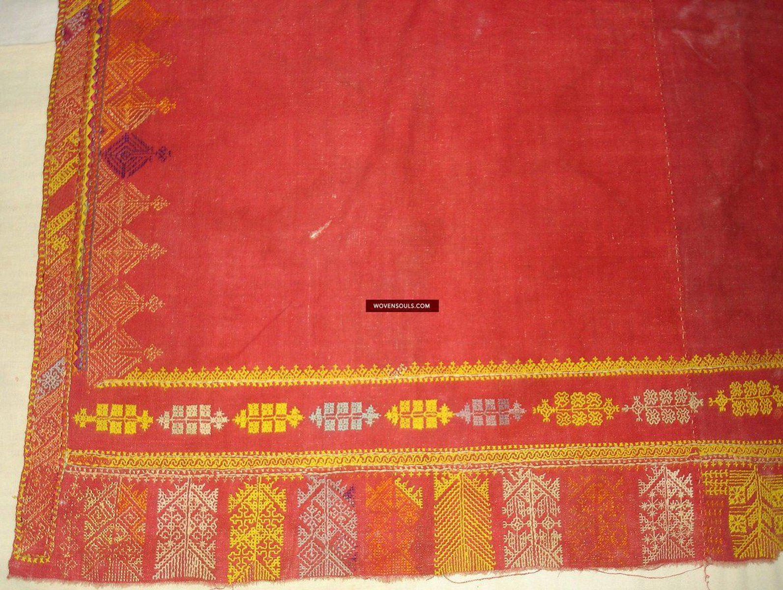 663 Amazing Double Sided Embroidery - Palindrome - Rajasthan Shawl with rare beadwork!-WOVENSOULS-Antique-Vintage-Textiles-Art-Decor