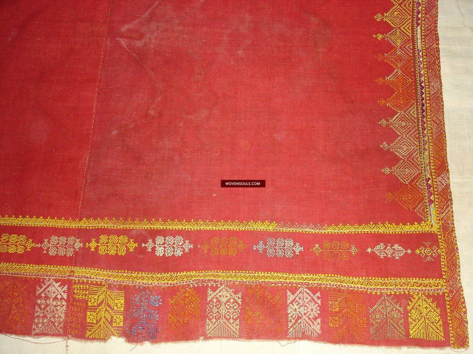663 Amazing Double Sided Embroidery - Palindrome - Rajasthan Shawl with rare beadwork!-WOVENSOULS-Antique-Vintage-Textiles-Art-Decor