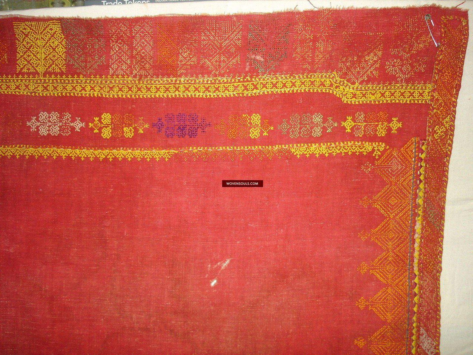 663 Amazing Double Sided Embroidery - Palindrome - Rajasthan Shawl with rare beadwork!-WOVENSOULS-Antique-Vintage-Textiles-Art-Decor