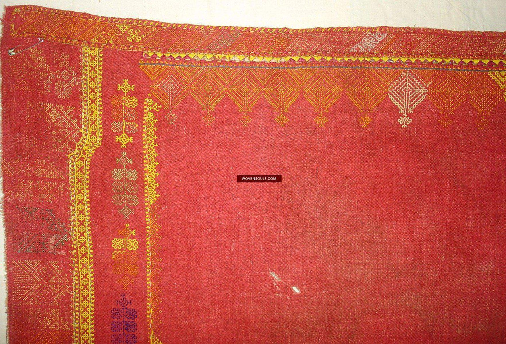 663 Amazing Double Sided Embroidery - Palindrome - Rajasthan Shawl with rare beadwork!-WOVENSOULS-Antique-Vintage-Textiles-Art-Decor