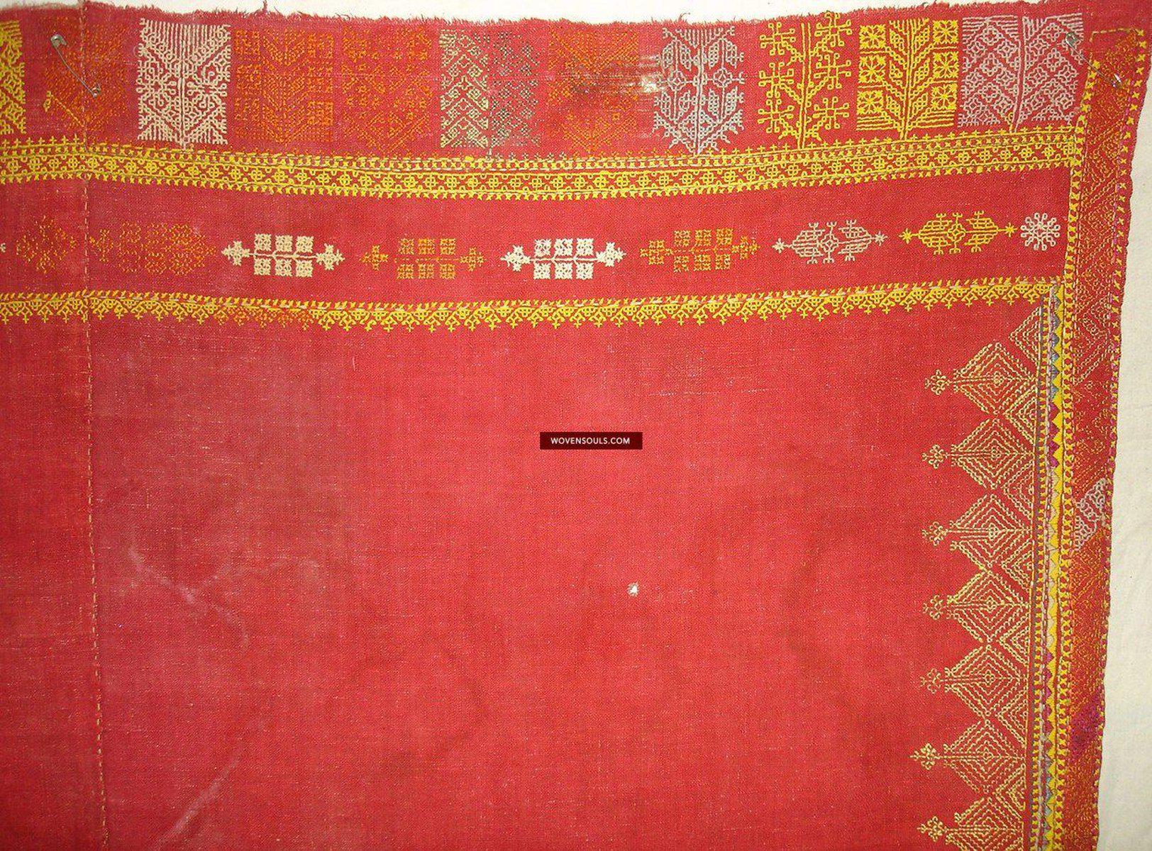 663 Amazing Double Sided Embroidery - Palindrome - Rajasthan Shawl with rare beadwork!-WOVENSOULS-Antique-Vintage-Textiles-Art-Decor