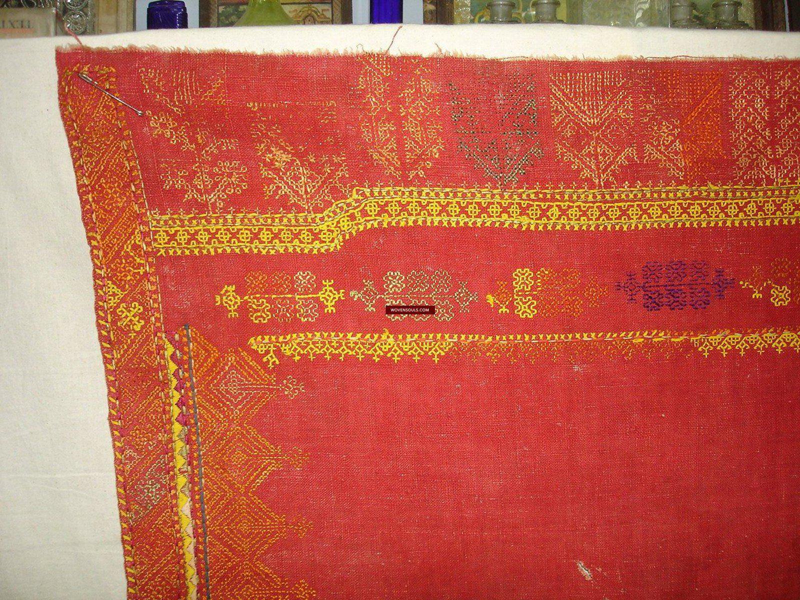 663 Amazing Double Sided Embroidery - Palindrome - Rajasthan Shawl with rare beadwork!-WOVENSOULS-Antique-Vintage-Textiles-Art-Decor