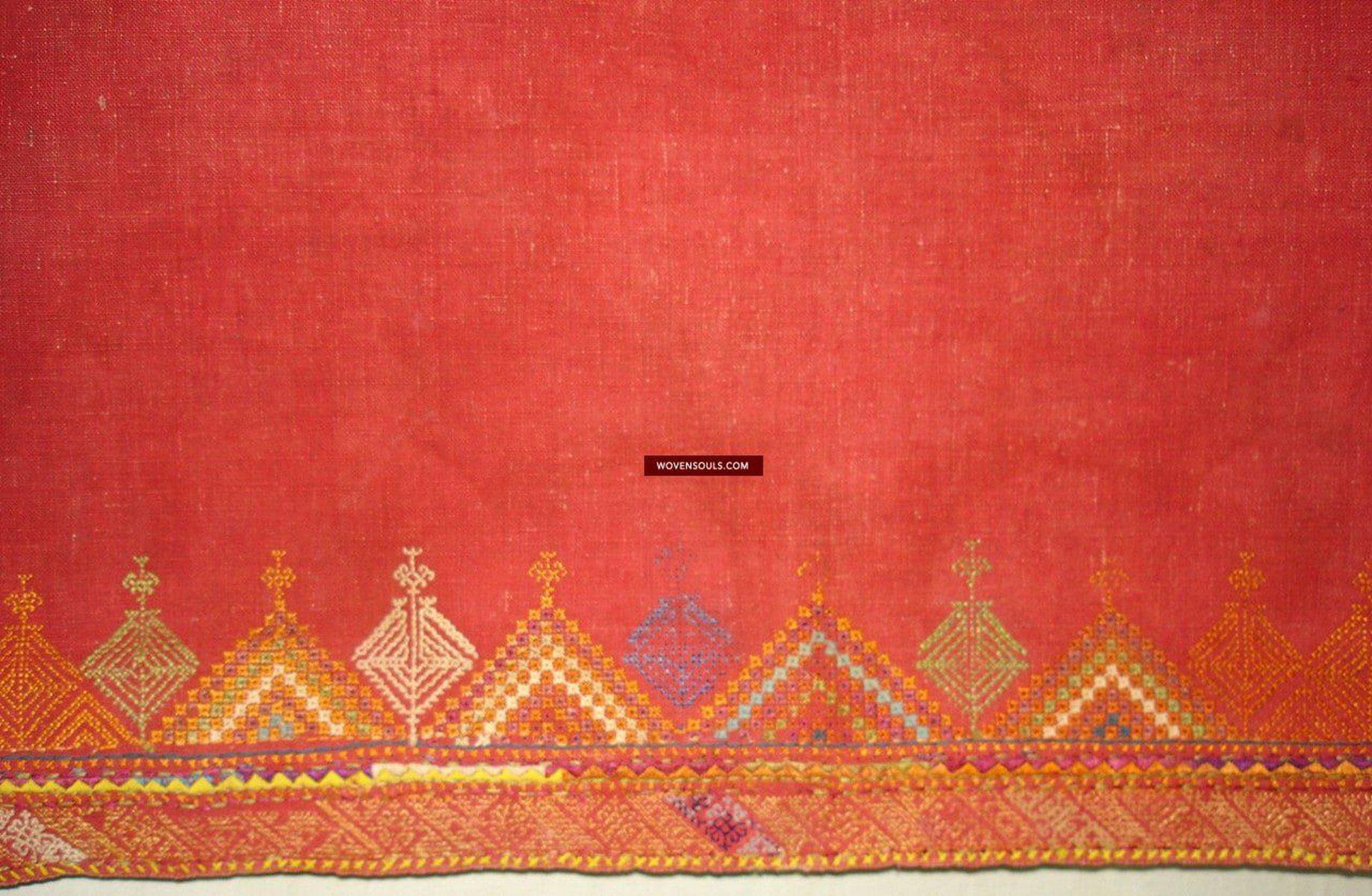 663 Amazing Double Sided Embroidery - Palindrome - Rajasthan Shawl with rare beadwork!-WOVENSOULS-Antique-Vintage-Textiles-Art-Decor