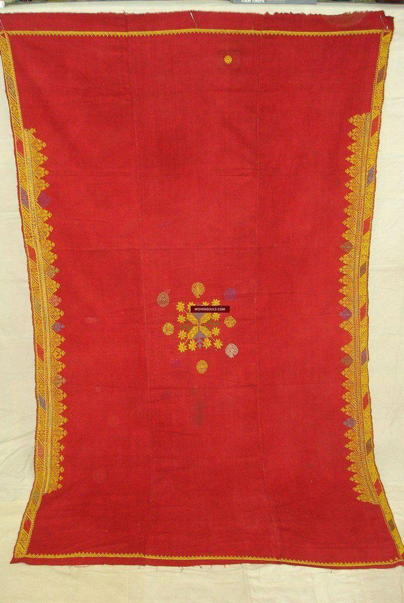 664 Rajasthan Wedding Shawl double sided - Palindrome - embroidery-WOVENSOULS-Antique-Vintage-Textiles-Art-Decor