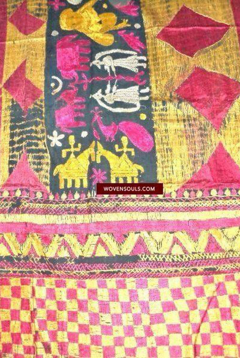 667 SOLD Unusual Rare Sar Pallu Bagh Phulkari Wedding Shawl - Fragment-WOVENSOULS-Antique-Vintage-Textiles-Art-Decor