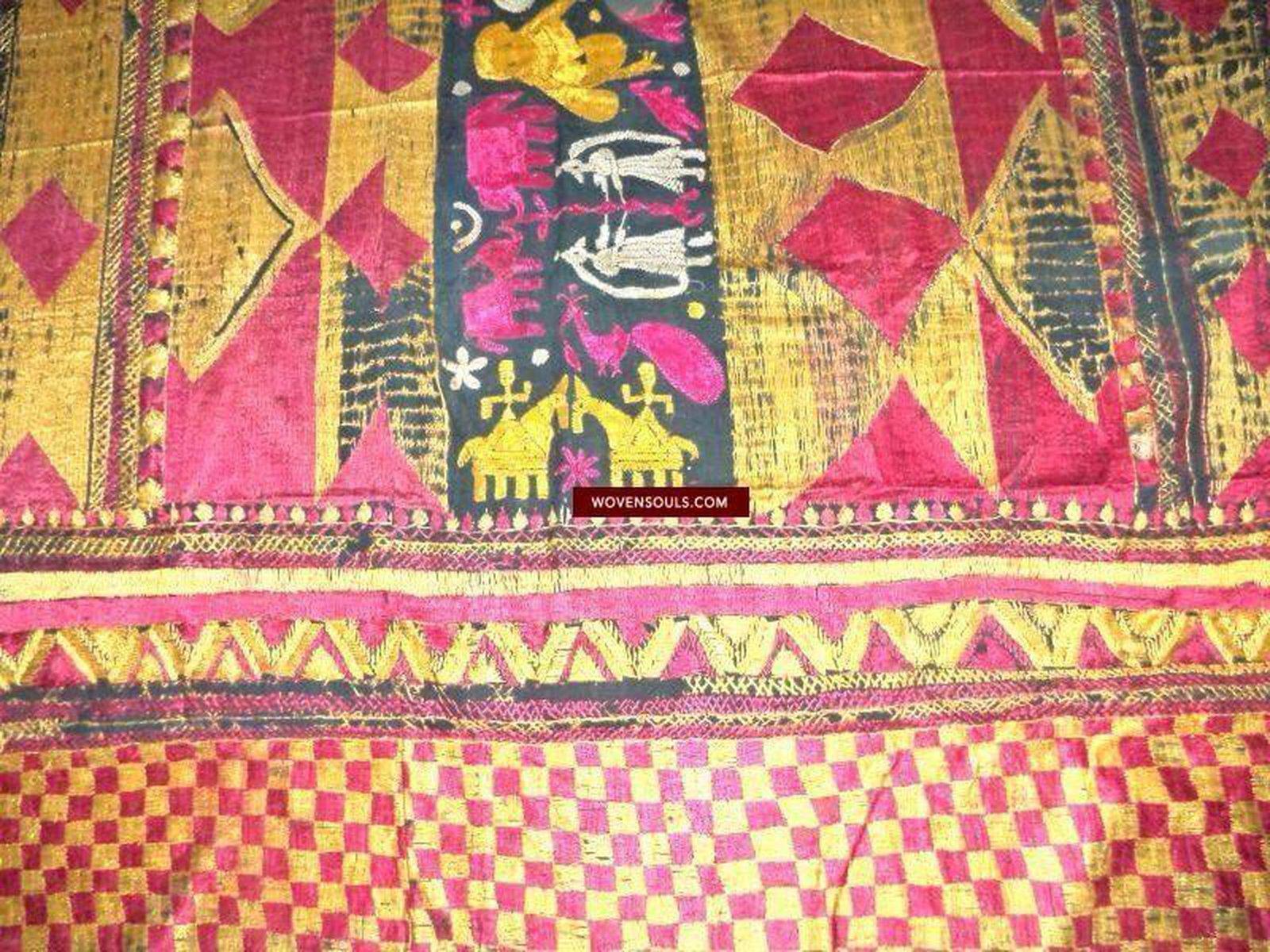 667 SOLD Unusual Rare Sar Pallu Bagh Phulkari Wedding Shawl - Fragment-WOVENSOULS-Antique-Vintage-Textiles-Art-Decor
