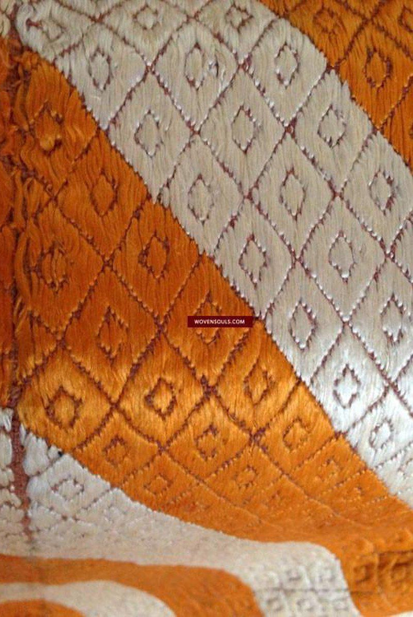 669 Lehariya Bagh Phulkari Wedding Shawl Textile - Tight Stitches-WOVENSOULS-Antique-Vintage-Textiles-Art-Decor