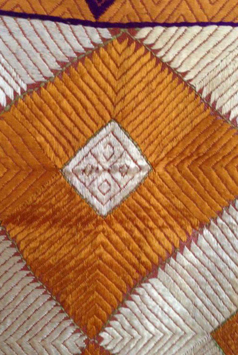 670 Patanga Bagh Phulkari Indian Textile Art Embroidery SIlk-WOVENSOULS-Antique-Vintage-Textiles-Art-Decor