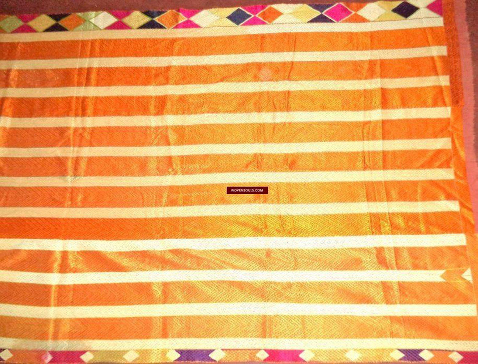 671 SOLD Beautiful Golden Varida Bagh Phulkari with superfine Stitches-WOVENSOULS-Antique-Vintage-Textiles-Art-Decor